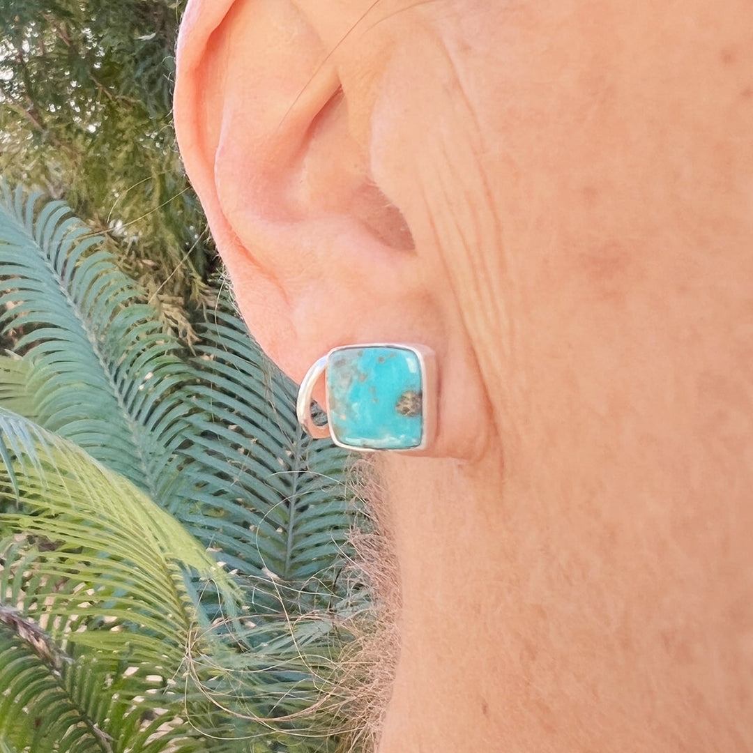 Turquoise & Sterling Silver Square Studs