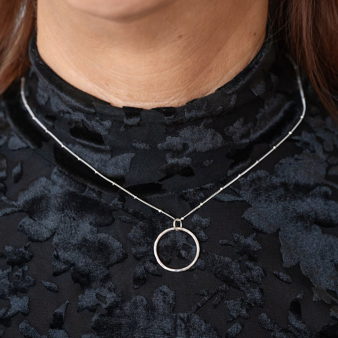 Circle Pendant Necklace Hammered Texture Sterling Silver Circle Pendant Necklace Hammered Texture Sterling Silver