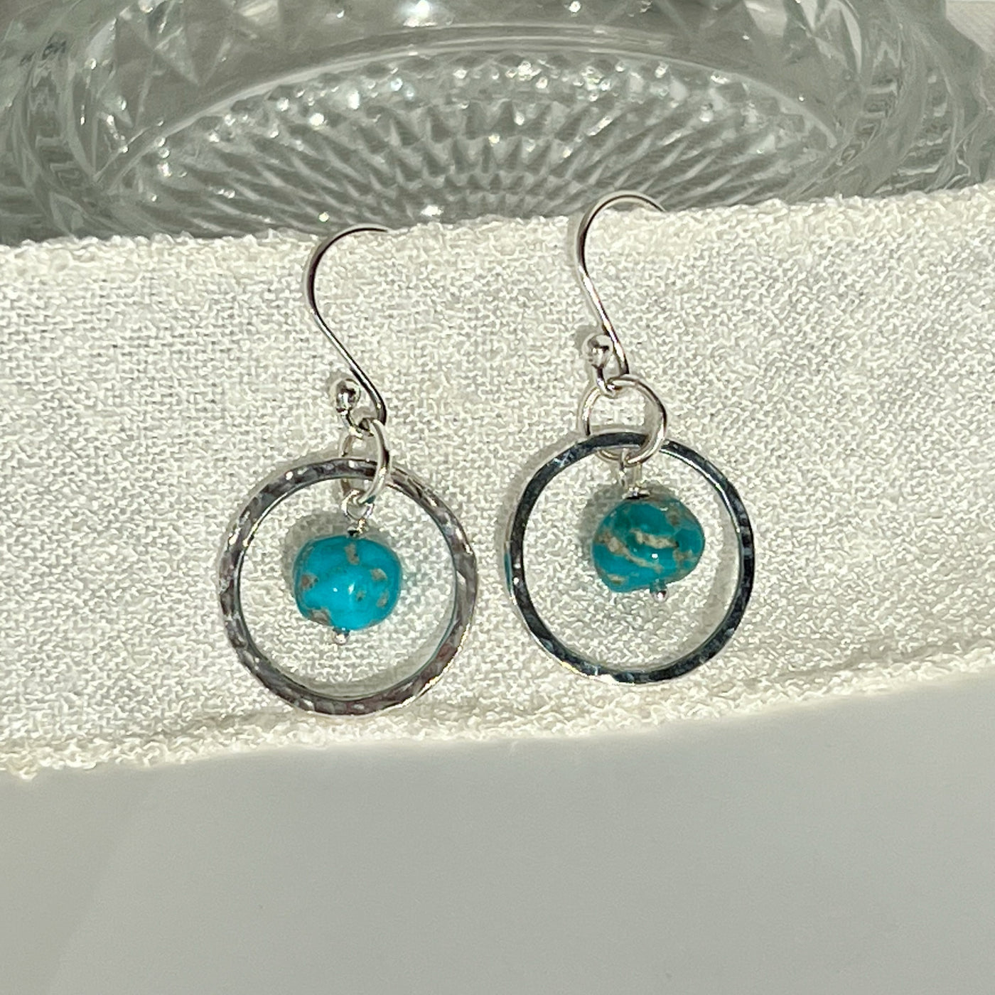Turquoise & Sterling Silver Small Hoops