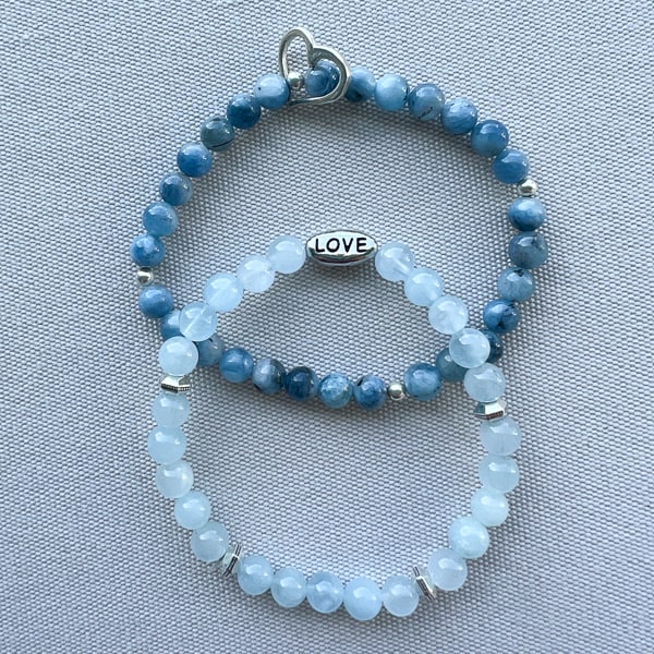 Ocean's Heart Bracelet shown with Love in the Waves Bracelet.