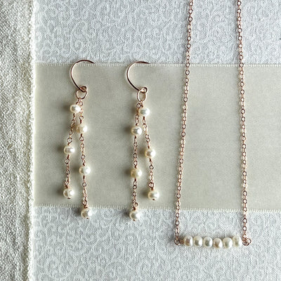 Dainty Earrings for a special occasion or wedding. Freshwater Pearl & 14KT Rose-Gold Filled Earrings; Versatile to wear with a simple chain or a freshwater pearl necklace; Fabulous with matching Dainty Pearl & 14kt Rose Gold Necklace ~ Necklace not included in this listing.
