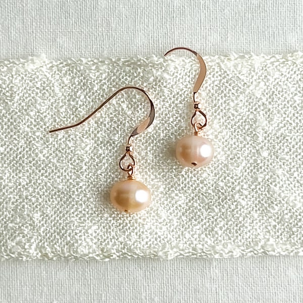 Cultured Freshwater Pearl & 14kt Rose Gold-filled Earrings.