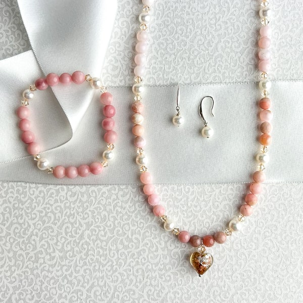 Pink Opal and Pearl Stretch Bracelet